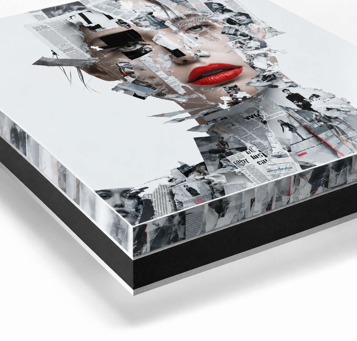 Fragmente der Identität als quadratischer GalleryPrint mit glänzender Acrylglasoberfläche und sichtbarem Materialaufbau