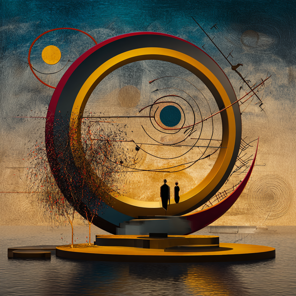 Kreise der Begegnung – quadratische digitale Kunst mit Kreise, Begegnung, Kosmos