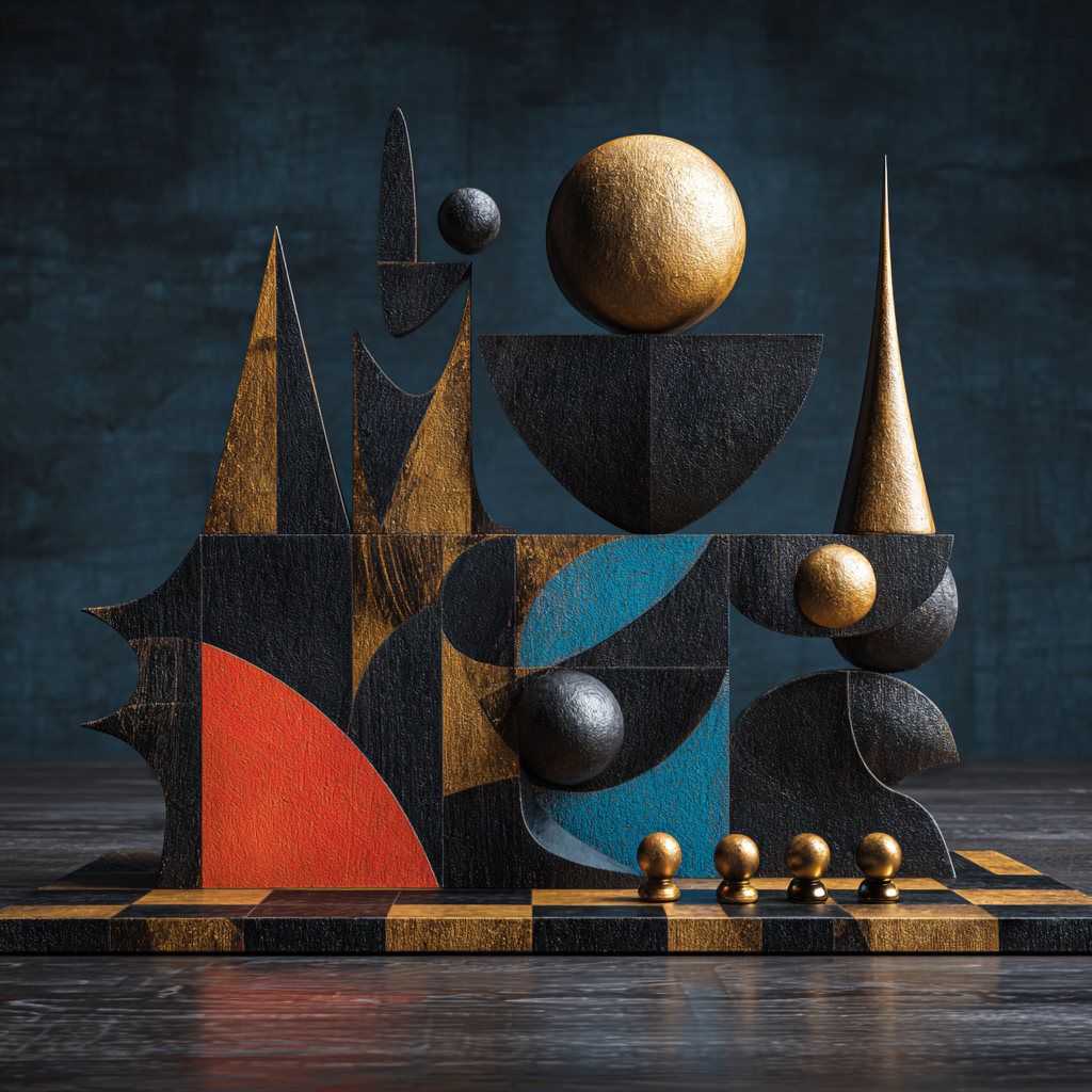 Spiel der Formen – quadratische digitale Kunst mit Formen, Skulptur, Spiel