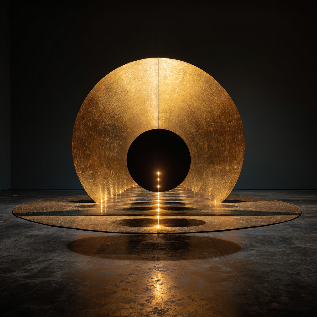 Tor aus Gold – quadratische digitale Kunst mit Portal, Gold, Unendlichkeit