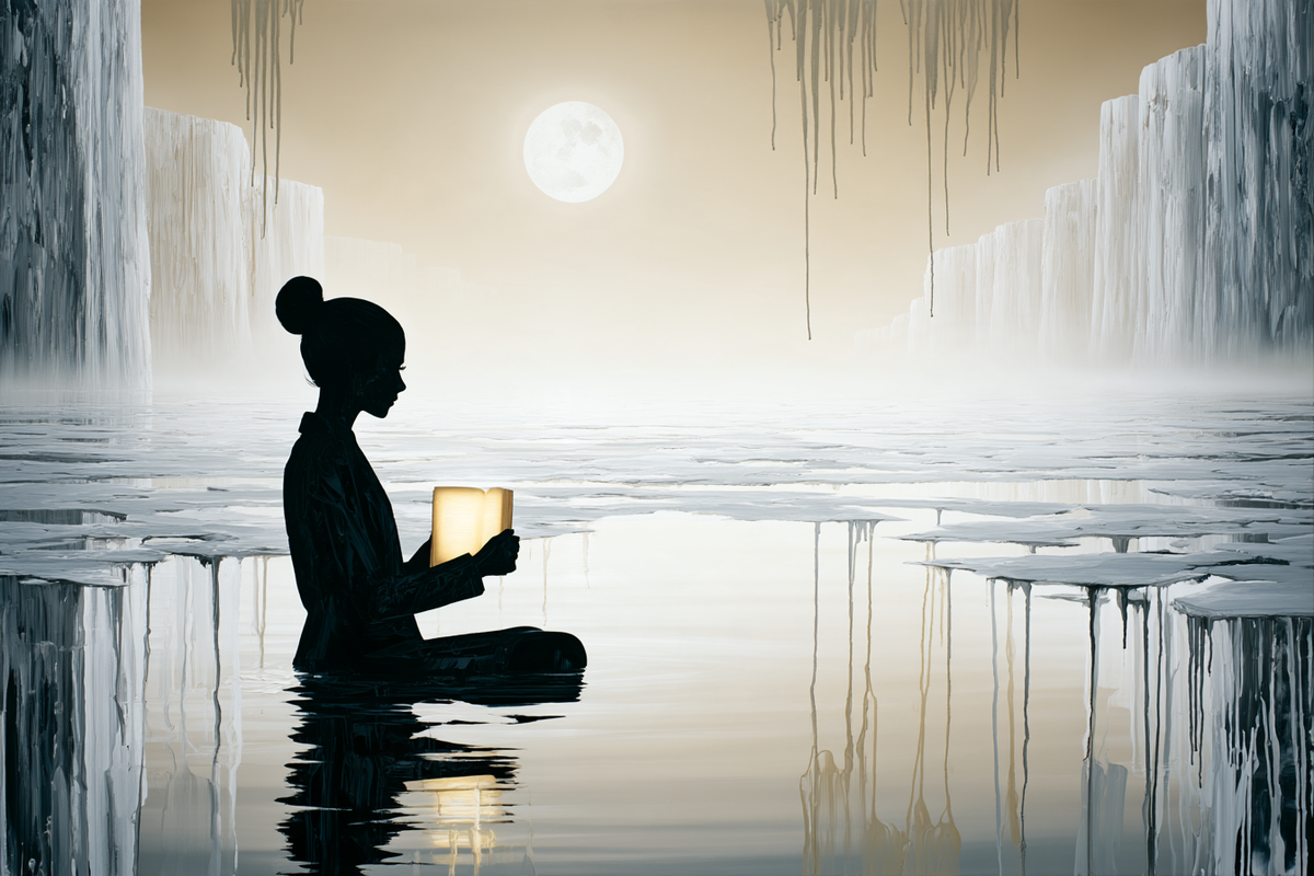 Das Buch im Eis – digitales 1/1-Kunstwerk aus der Traumkunst-Galerie