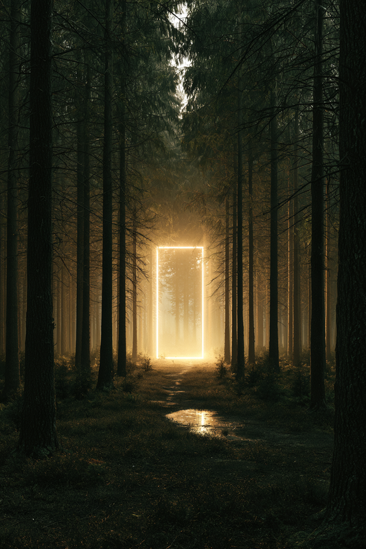 Tor im dunklen Wald – digitale Kunst im Hochformat 2:3