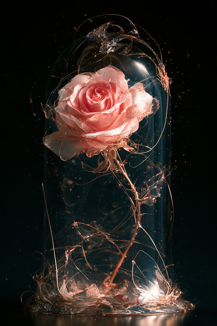 Rose im Energiefeld in der Raumvorschau