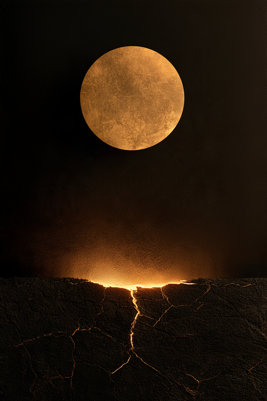 Mond über der Glut – digitale Kunst im Hochformat 2:3