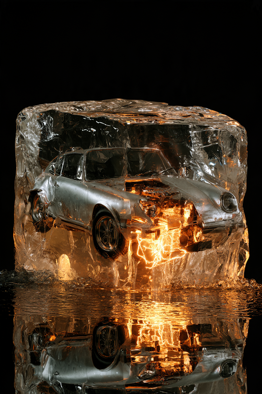 Feuer unter Eis – digitale Kunst im Hochformat 2:3