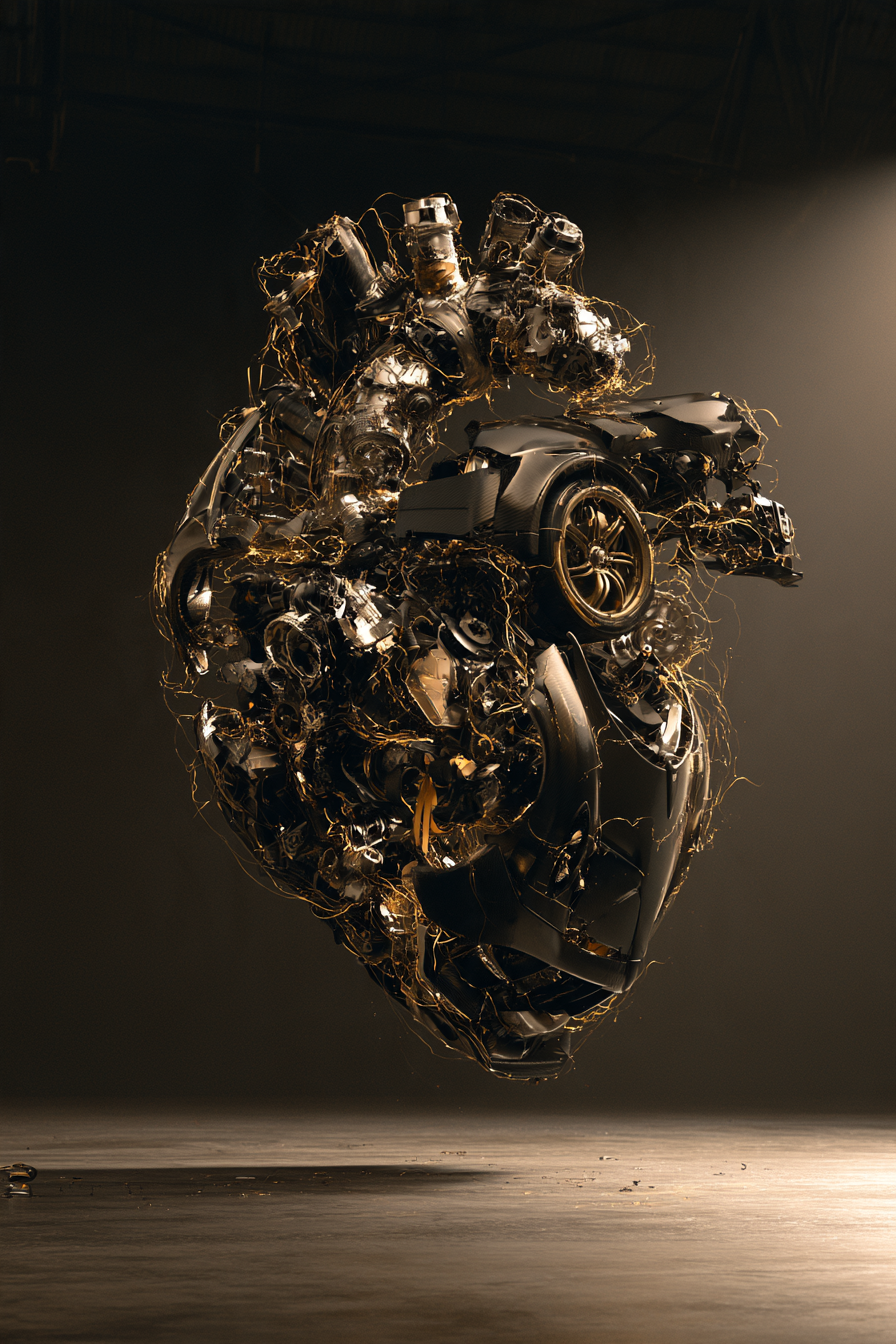 Mechanisches Herz – digitale Kunst im Hochformat 2:3
