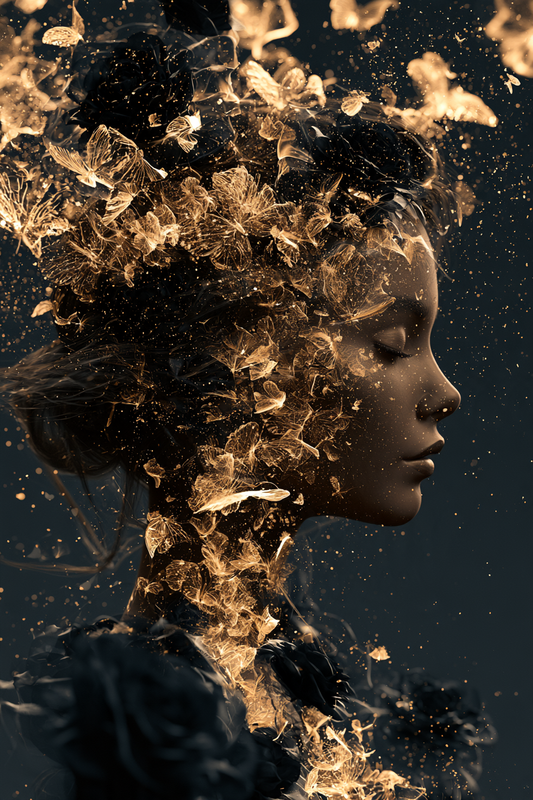Goldene Auflösung – digitale Kunst im Hochformat 2:3