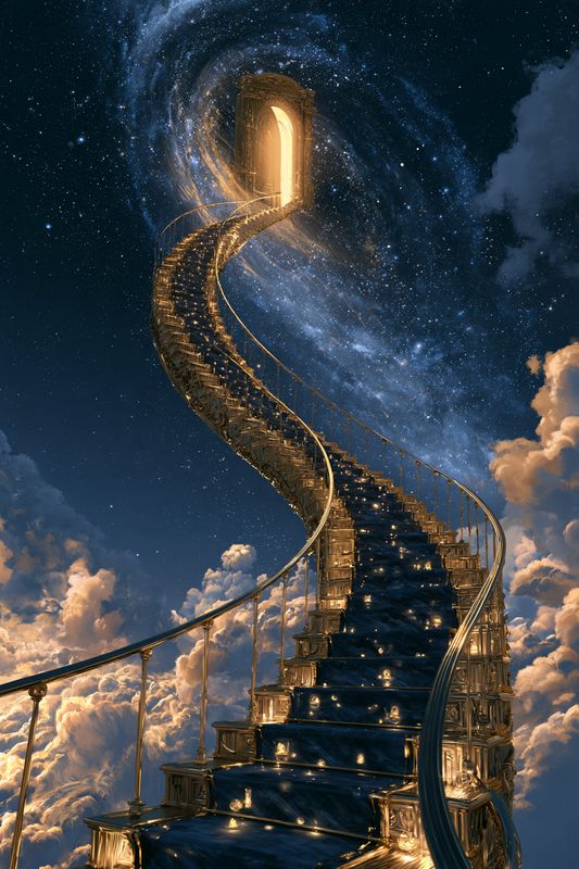 Treppe durch die Sterne – digitale Kunst im Hochformat 2:3