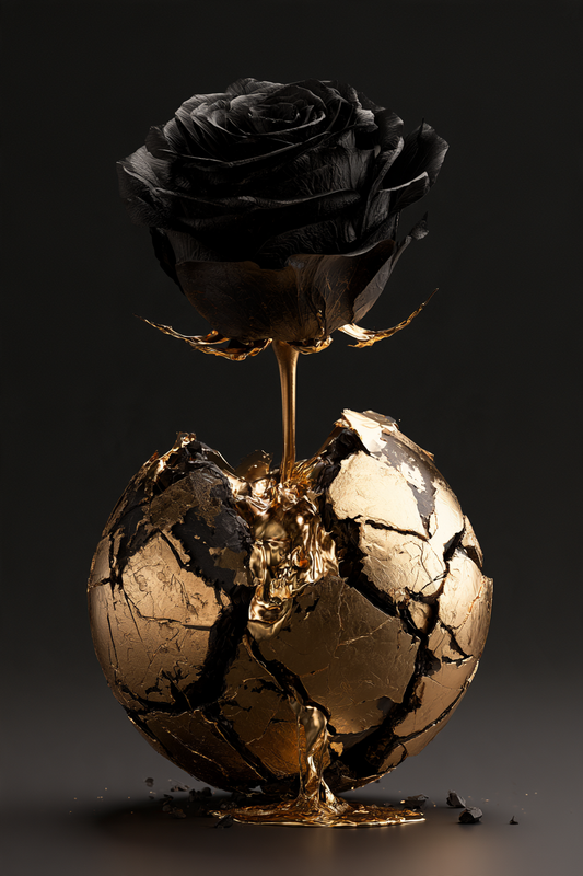 Schwarze Rose der Erde – digitale Kunst im Hochformat 2:3