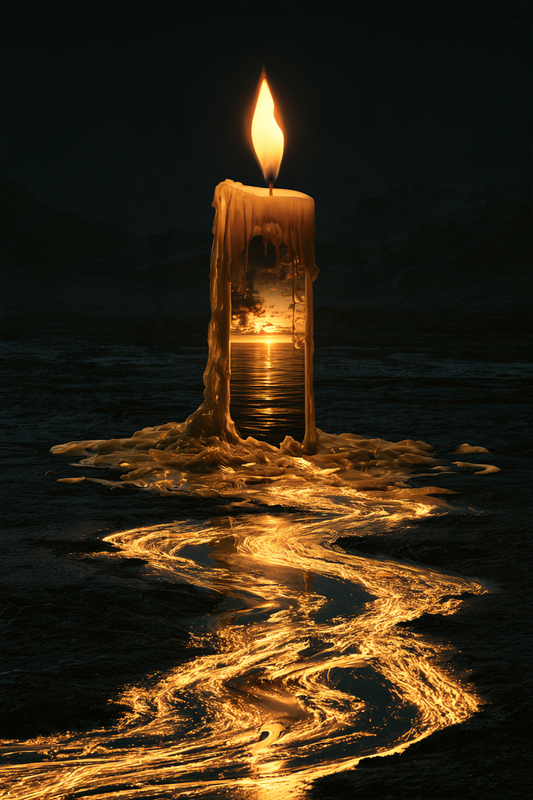 Goldener Lebensstrom – digitale Kunst im Hochformat 2:3