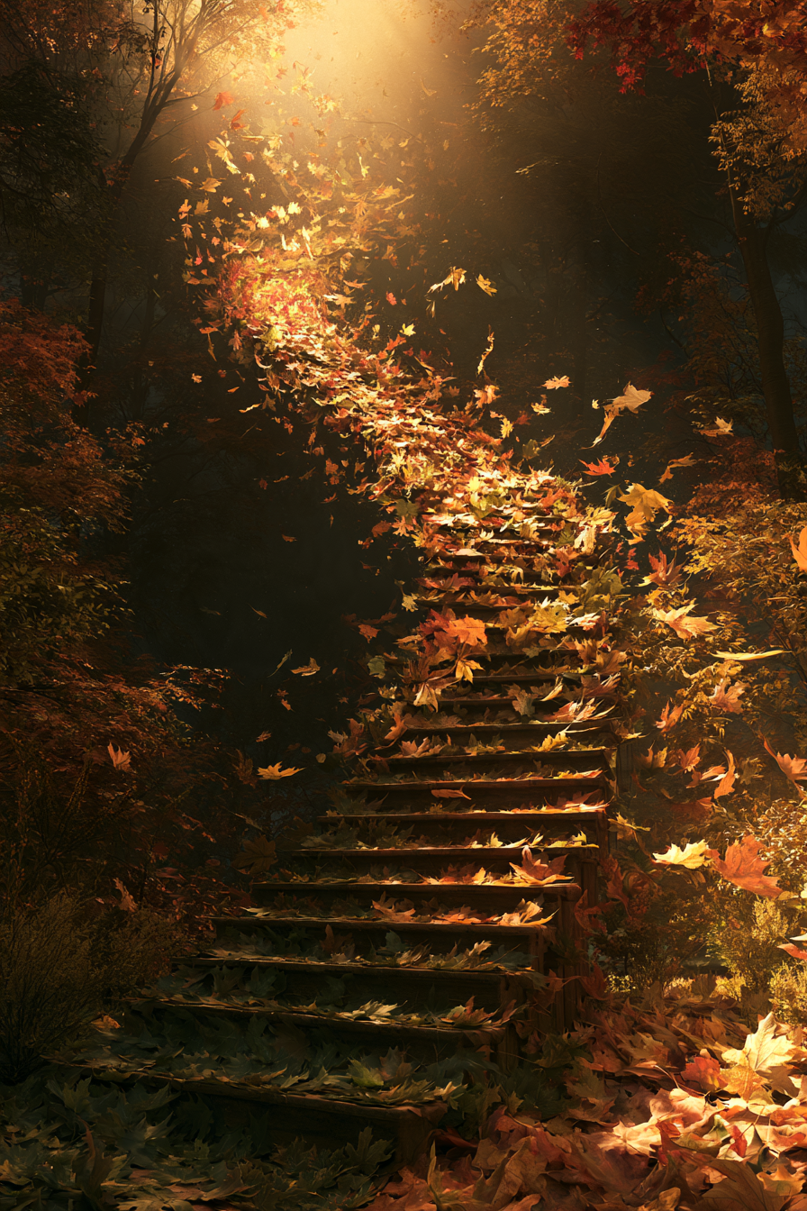 Stufen des Herbstes – digitale Kunst im Hochformat 2:3