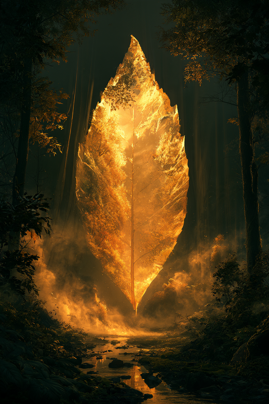Das goldene Blattportal – digitale Kunst im Hochformat 2:3