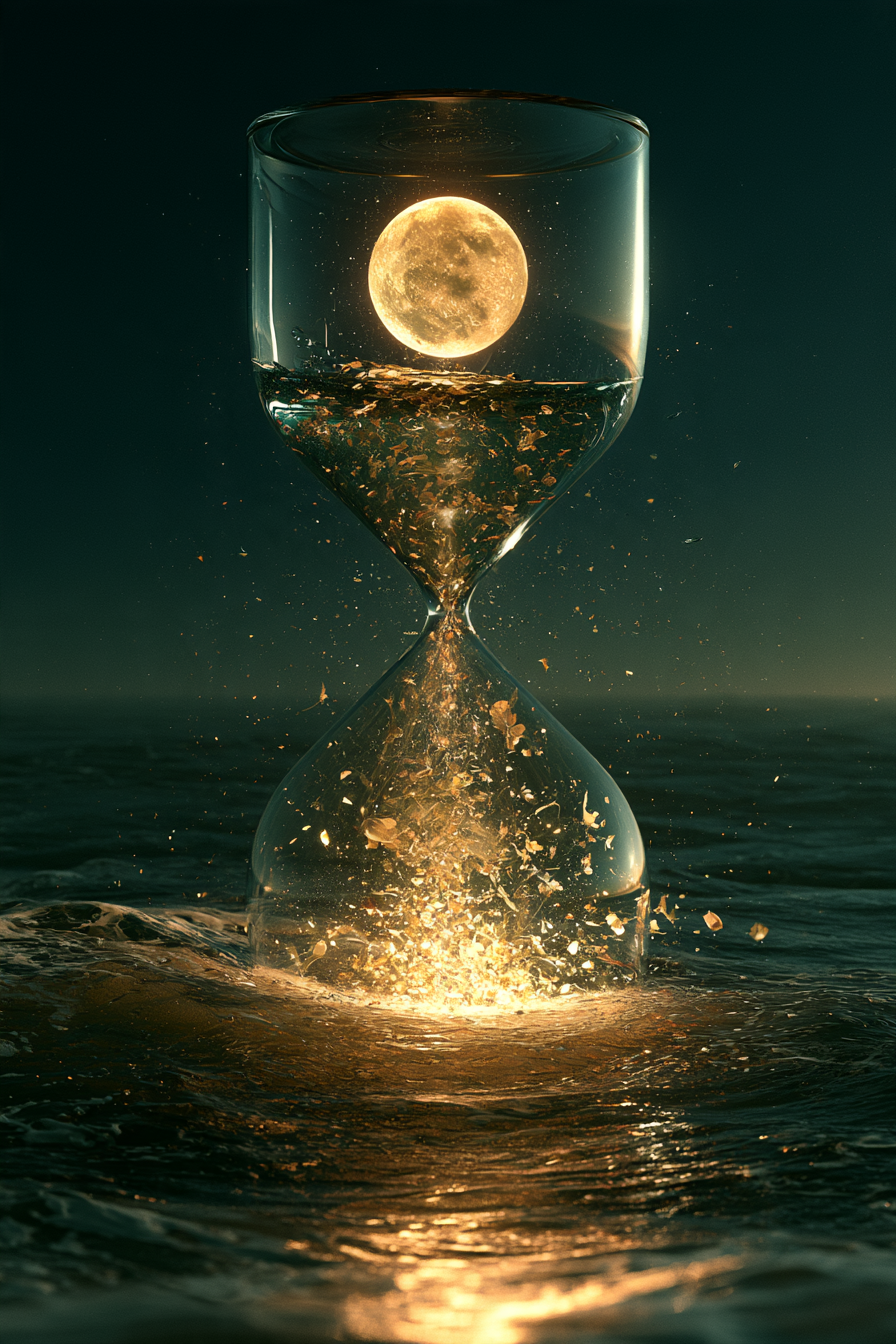 Mond in der Sanduhr – digitale Kunst im Hochformat 2:3