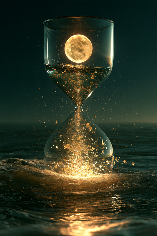 Mond in der Sanduhr – digitale Kunst im Hochformat 2:3