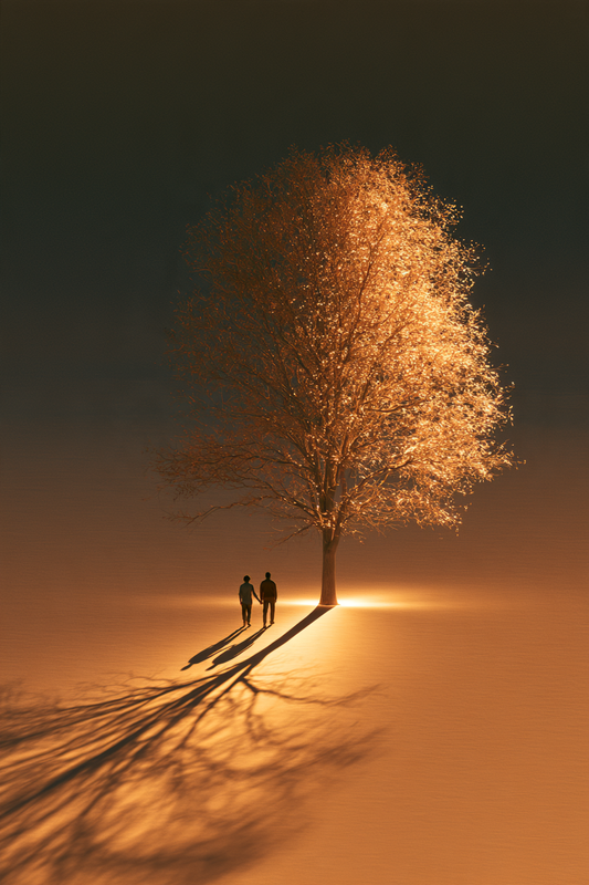 Schatten unter dem Herbstbaum – digitale Kunst im Hochformat 2:3