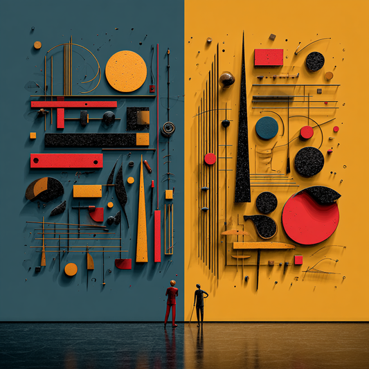 Vor der großen Ordnung – quadratische digitale Kunst mit Menschen, Architektur, Größe